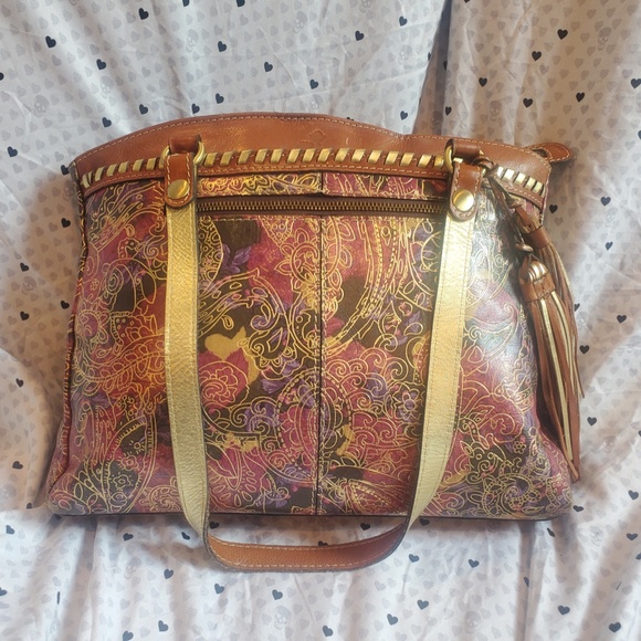 NWT Patricia Nash Genuine Leather Gold and Paisley Handbag Tote - Picture 9 of 9